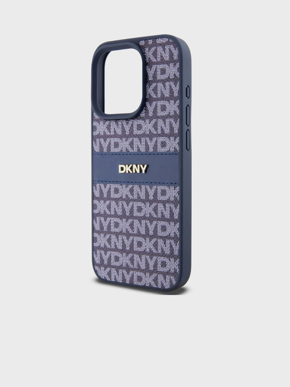 DKNY PU Leather Repeat Pattern Tonal Stripe Back Cover za iPhone 14 Pro Blue DKNY