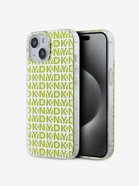 DKNY PC/TPU hrbtni ovitek s ponavljajočim se vzorcem za iPhone 15 Yellow DKNY