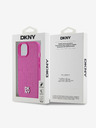DKNY PU usnje Ponavljajoči se vzorec z logotipom Magsafe hrbtni ovitek za iPhone 15 Pink DKNY