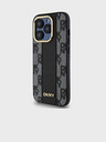 DKNY PU usnje šahiran vzorec Magsafe hrbtni ovitek za iPhone 15 Pro Black DKNY