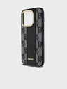 DKNY PU usnje šahiran vzorec Magsafe hrbtni ovitek za iPhone 15 Pro Black DKNY
