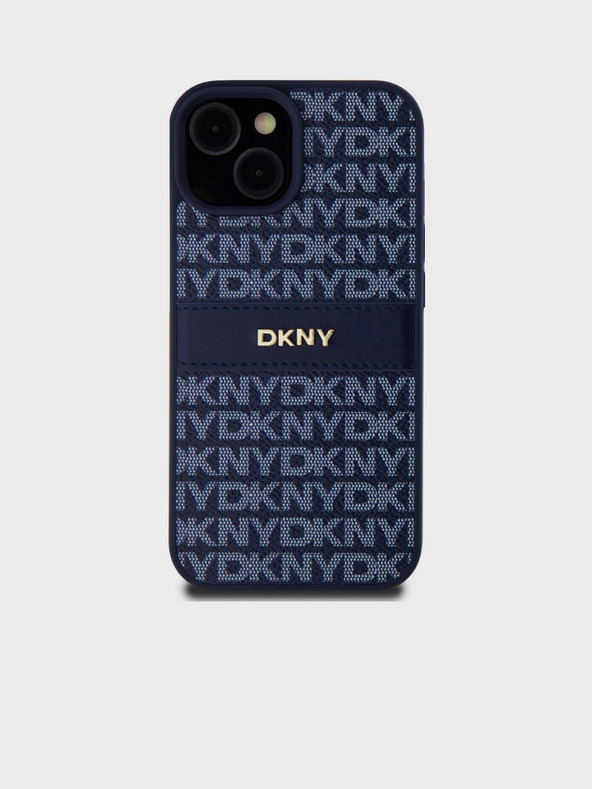 DKNY PU Leather Repeat Pattern Tonal Stripe Back Cover za iPhone 15 Blue DKNY
