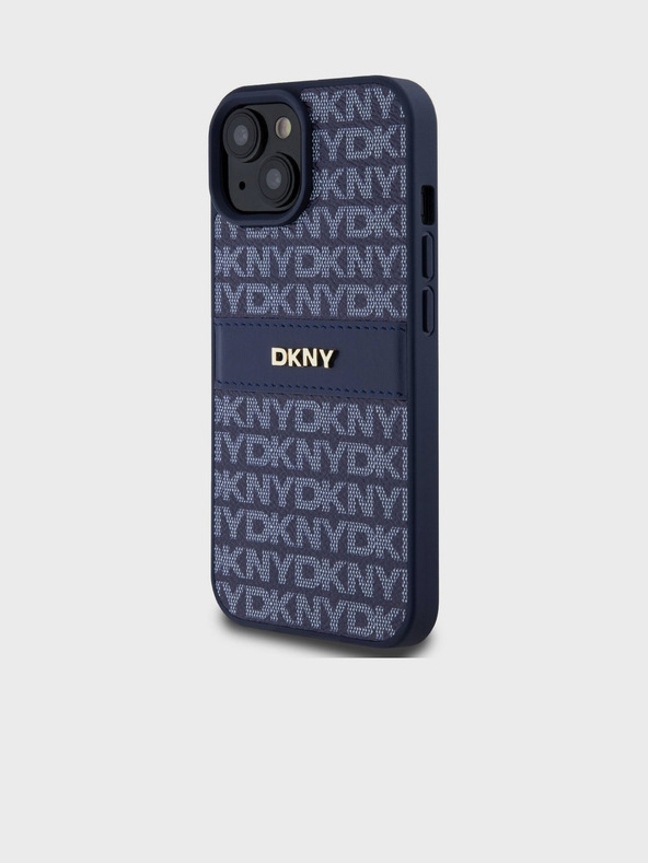 DKNY PU Leather Repeat Pattern Tonal Stripe Back Cover za iPhone 15 Blue DKNY