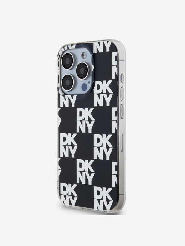 DKNY PC/TPU Kovinski vzorec hrbtnega ovitka za iPhone 14 Pro Black DKNY