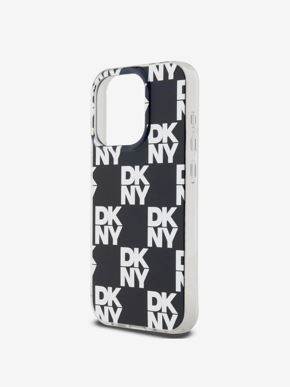 DKNY PC/TPU Kovinski vzorec hrbtnega ovitka za iPhone 14 Pro Black DKNY