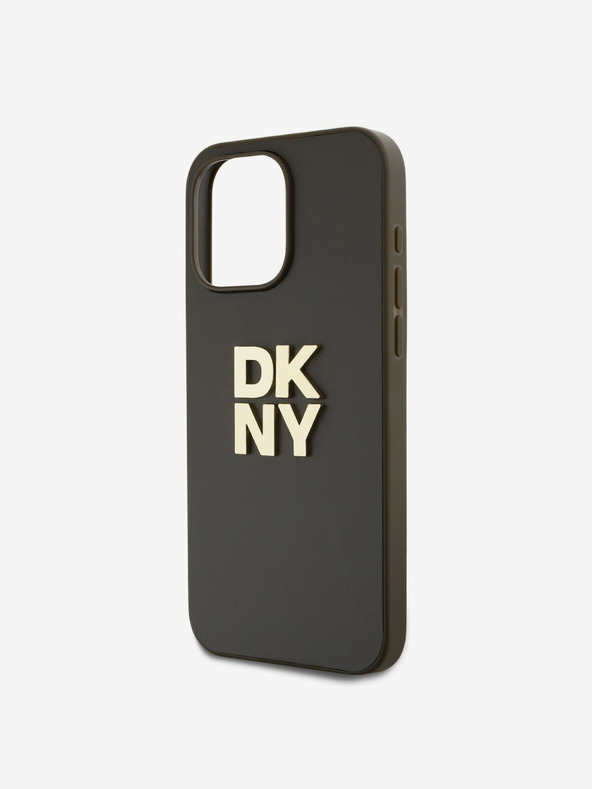 DKNY PU Leather Stack Logo Wrist Strap Back Cover za iPhone 14 Pro Max Brown DKNY