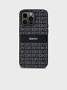 DKNY PU usnje s ponavljajočim se vzorcem Tonal Stripe Back Cover za iPhone 14 Pro Black DKNY