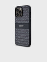 DKNY PU usnje s ponavljajočim se vzorcem Tonal Stripe Back Cover za iPhone 14 Pro Black DKNY