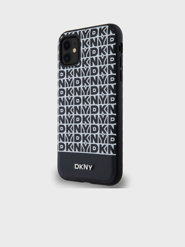 DKNY PU Usnje Ponavljajoči se vzorec Spodnji trak MagSafe hrbtni ovitek za iPhone 11 Črna DKNY