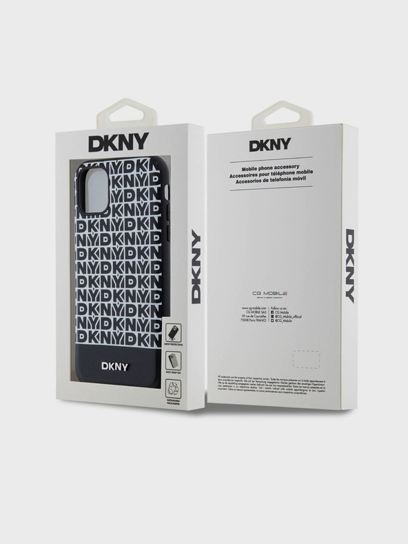 DKNY PU Usnje Ponavljajoči se vzorec Spodnji trak MagSafe hrbtni ovitek za iPhone 11 Črna DKNY