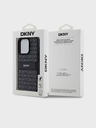 DKNY PU Usnje Ponavljajoči se vzorec Tonal Stripe Back Cover za iPhone 14 Pro Max Black DKNY