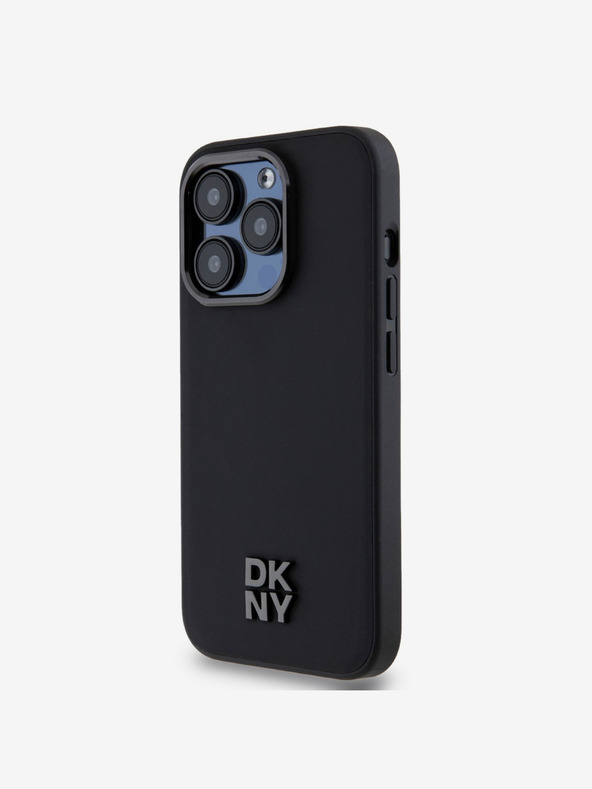 DKNY PU Leather Stack Logo Magsafe Back Cover za iPhone 15 Pro Max Black DKNY