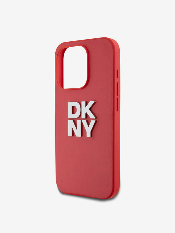 DKNY PU Leather Stack Logo Wrist Strap Back Cover za iPhone 15 Pro Max Red DKNY
