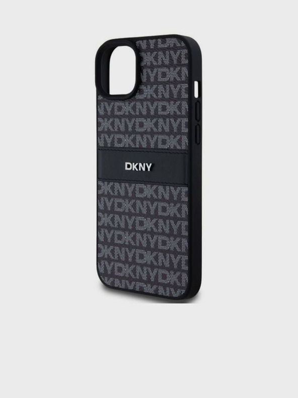 DKNY PU Leather Repeat Pattern Tonal Stripe Back Cover za iPhone 15 Plus Black DKNY