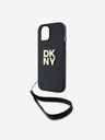 DKNY PU Leather Stack Logo Wrist Strap Back Cover za iPhone 13 Black DKNY