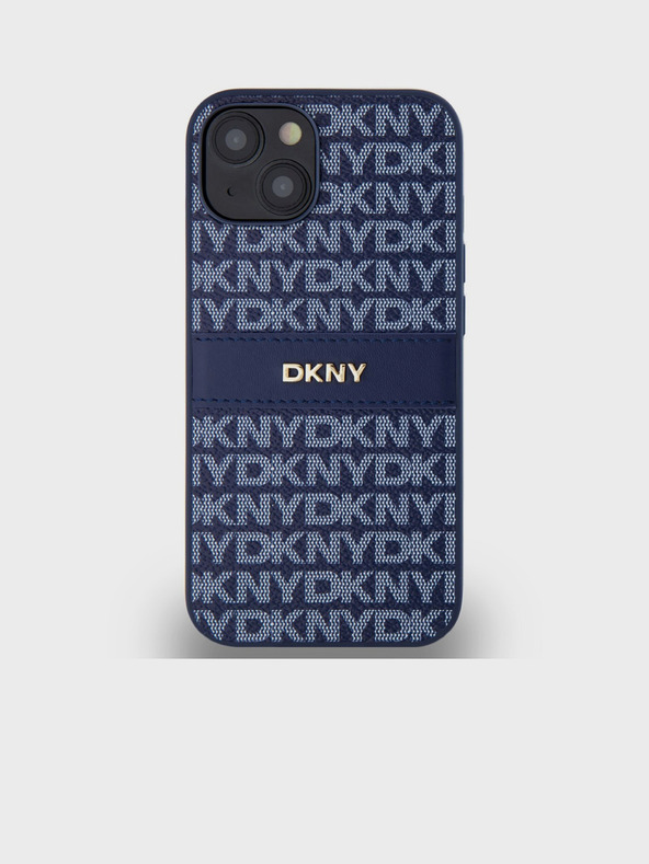 DKNY PU Leather Repeat Pattern Tonal Stripe Back Cover za iPhone 14 Blue DKNY