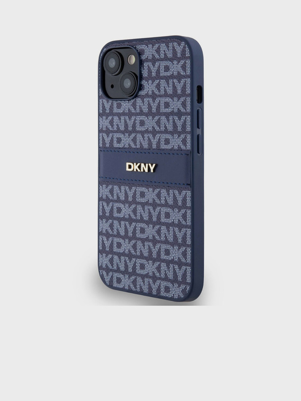 DKNY PU Leather Repeat Pattern Tonal Stripe Back Cover za iPhone 14 Blue DKNY