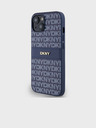 DKNY PU Leather Repeat Pattern Tonal Stripe Back Cover za iPhone 14 Blue DKNY