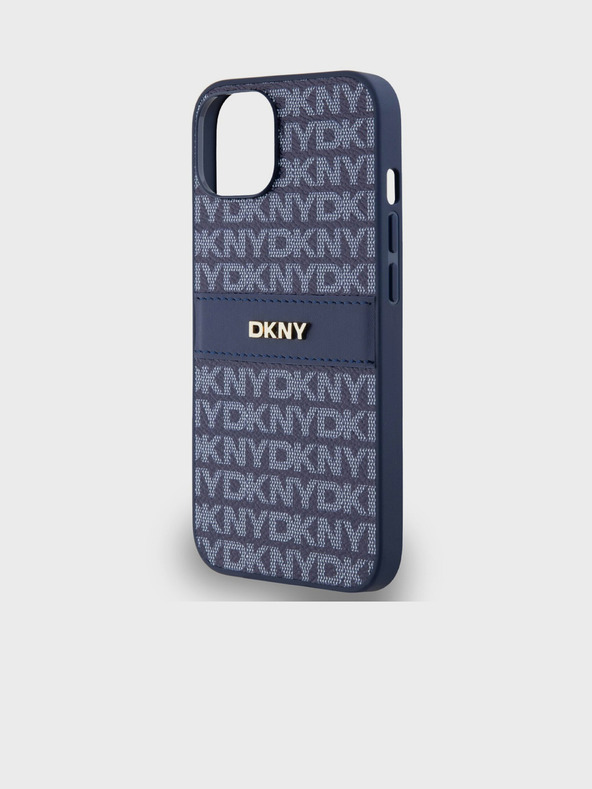 DKNY PU Leather Repeat Pattern Tonal Stripe Back Cover za iPhone 14 Blue DKNY
