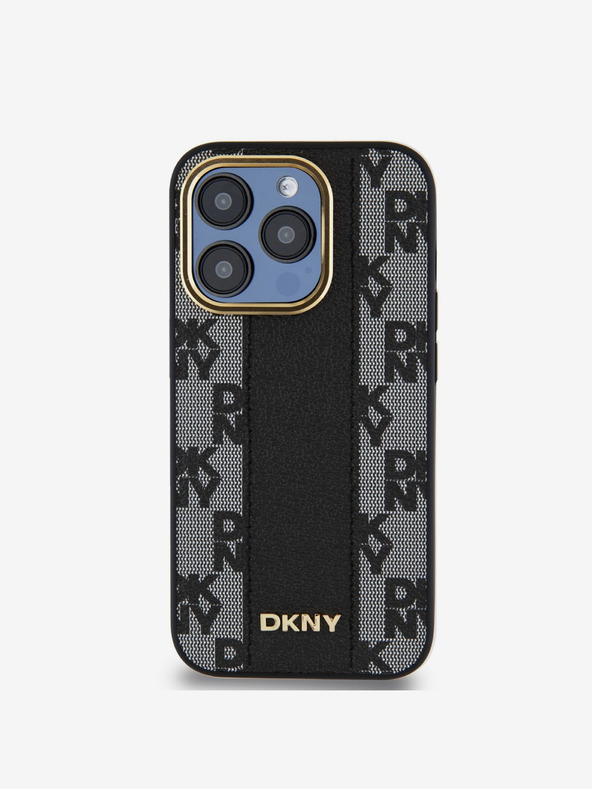DKNY PU Usnje Checkered Pattern Magsafe Back Cover za iPhone 15 Pro Max Black DKNY