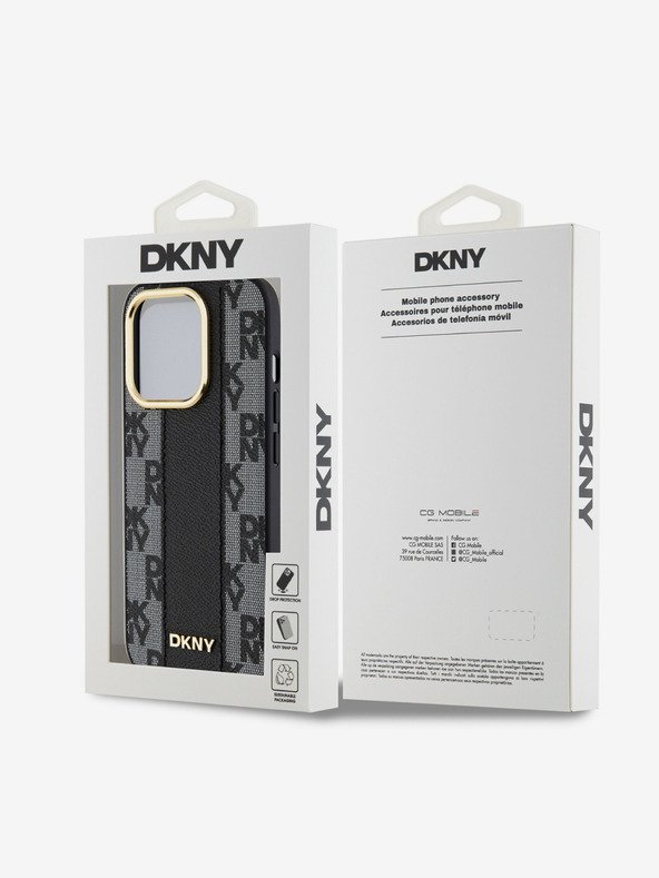 DKNY PU Usnje Checkered Pattern Magsafe Back Cover za iPhone 15 Pro Max Black DKNY