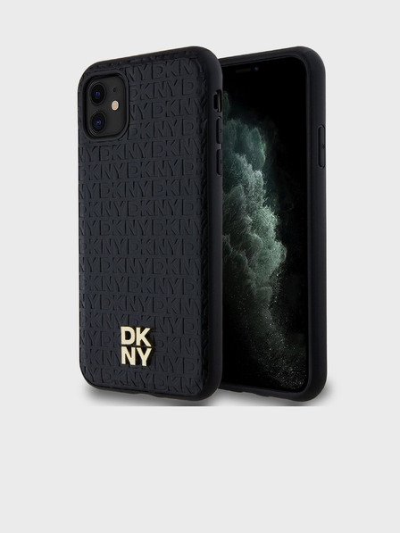 DKNY PU usnje s ponavljajočim se vzorcem in logotipom Magsafe hrbtni ovitek za iPhone 11 Black DKNY