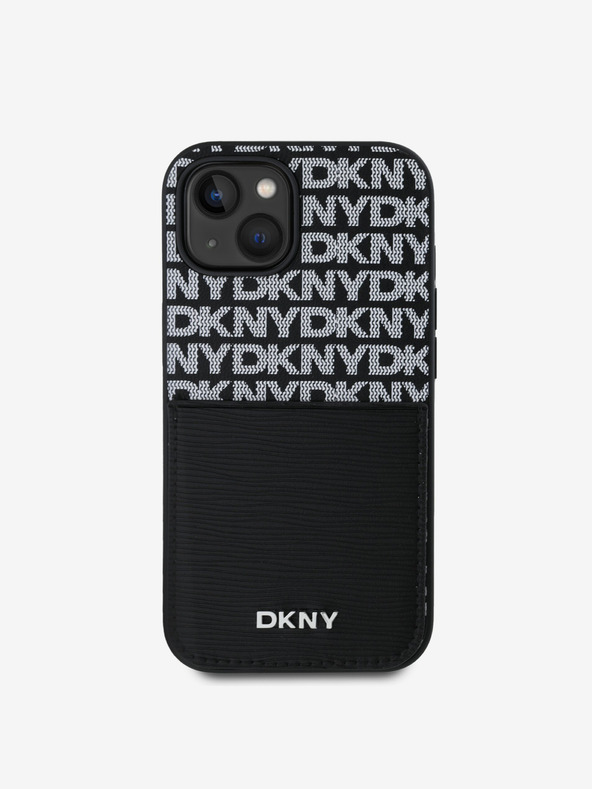 DKNY PU Leather Repeat Pattern Card Pocket Back Cover za iPhone 15 Black DKNY
