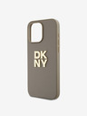 DKNY PU Leather Stack Logo Wrist Strap Back Cover za iPhone 14 Pro Max Beige DKNY
