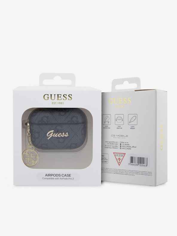 Guess Guess 4G Script PC/PU Charm ohišje za AirPods Pro 2 črno