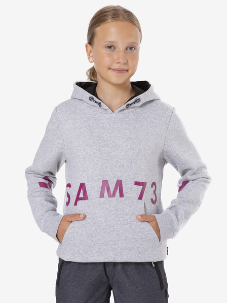 Sam 73 Svetlo siva dekliška majica s kapuco s potiskom SAM 73 Donna
