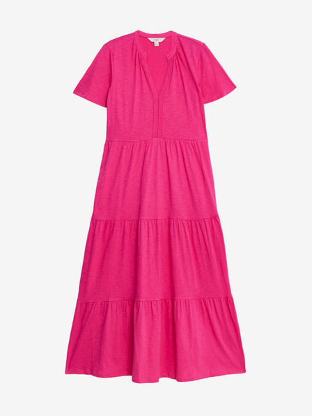 Marks & Spencer Temno rožnata ženska midi obleka iz džersija z volančki Marks & Spencer