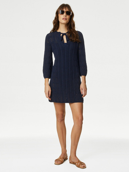 Marks & Spencer Temno modra pletena ženska obleka Marks & Spencer