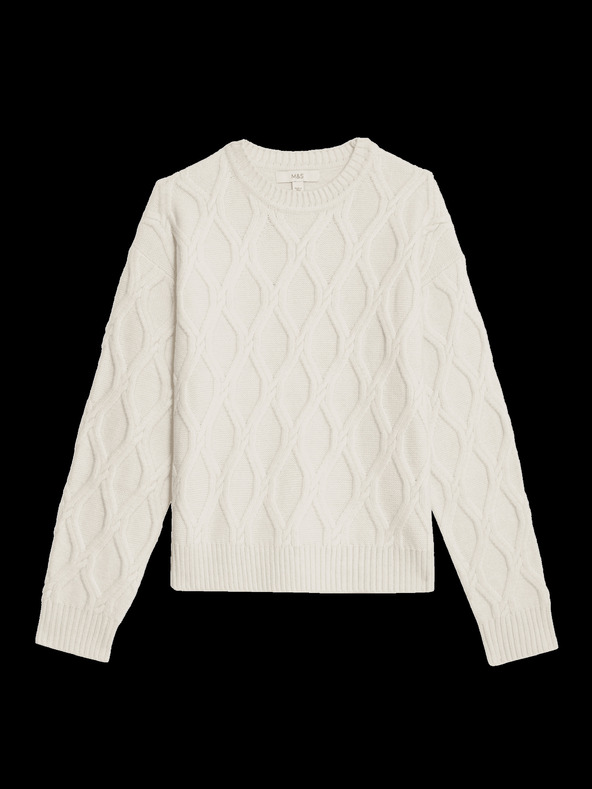 Marks & Spencer Teksturiran pulover iz mehke preje z okroglim vratom Marks & Spencer