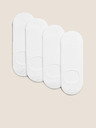 Marks & Spencer Nizke nogavice Marks & Spencer Cotton Trainer liner, komplet 4 parov bele barve