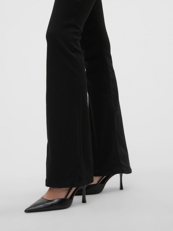 Vero Moda Črne ženske kavbojke razširjenega kroja Vero Moda Flash