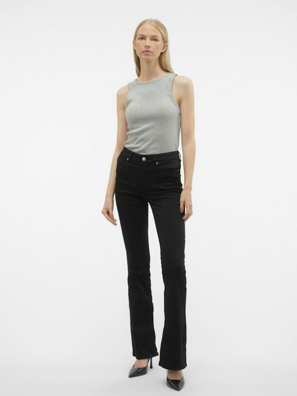 Vero Moda Črne ženske kavbojke razširjenega kroja Vero Moda Flash