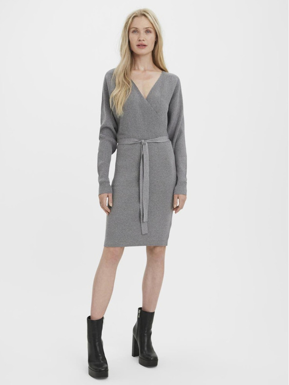 Vero Moda Siva ženska pulover obleka Vero Moda Hollyrem