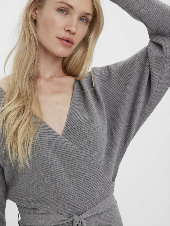 Vero Moda Siva ženska pulover obleka Vero Moda Hollyrem