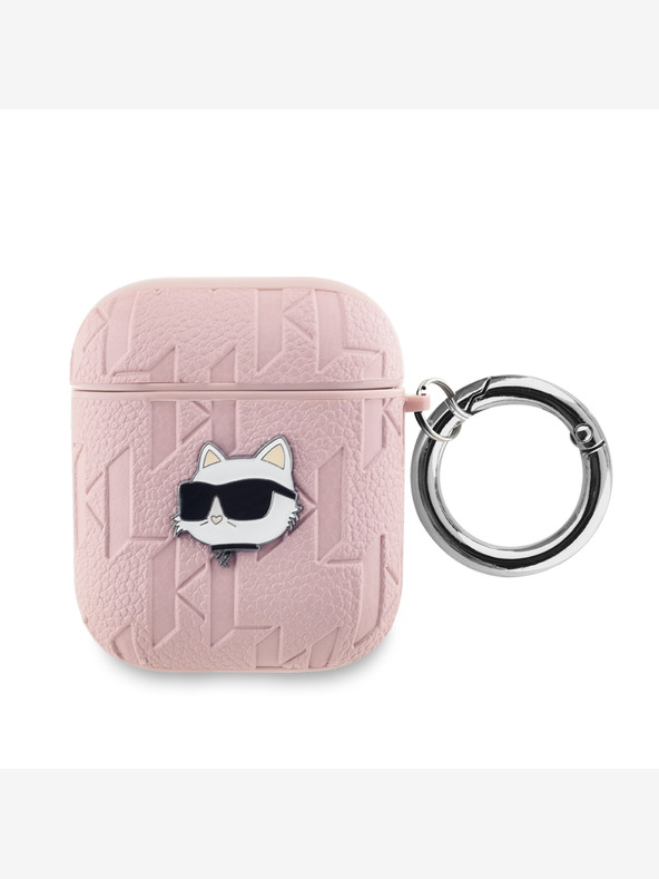 Karl Lagerfeld PU reliefni etui za glave Choupette za AirPods 1/2 Pink Karl Lagerfeld
