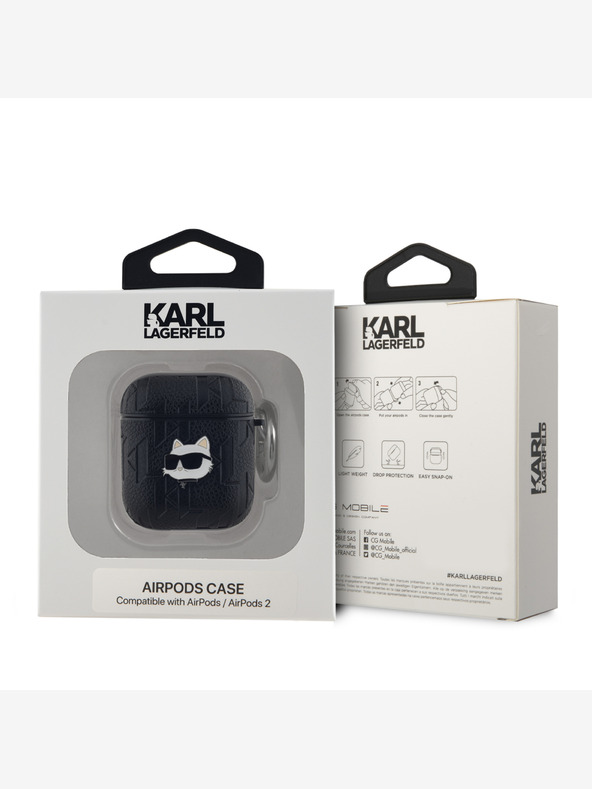 Karl Lagerfeld Karl Lagerfeld PU Embossed Choupette Head Case za AirPods 1/2 Black Black