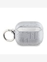 Karl Lagerfeld PU reliefni etui za glave Karl in Choupette za AirPods 3 Silver Karl Lagerfeld