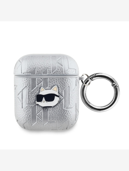 Karl Lagerfeld Karl Lagerfeld PU reliefno ohišje za glavo Choupette za AirPods 1/2 srebrno