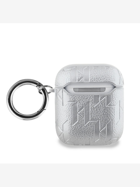 Karl Lagerfeld Karl Lagerfeld PU reliefno ohišje za glavo Choupette za AirPods 1/2 srebrno