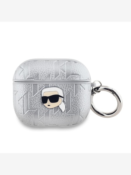 Karl Lagerfeld PU Embossed Karl Head Case for AirPods 3 Silver Karl Lagerfeld