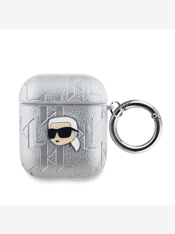 Karl Lagerfeld Karl Lagerfeld PU reliefni ovitek Karl Head za AirPods 1/2 srebrn