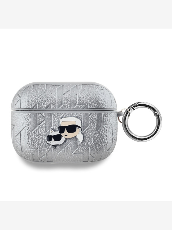 Karl Lagerfeld Karl Lagerfeld PU Embossed Karl and Choupette Head Case za AirPods Pro Silver