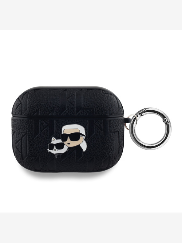 Karl Lagerfeld PU reliefni ovitek Karl in Choupette Heads za AirPods Pro Black Karl Lagerfeld