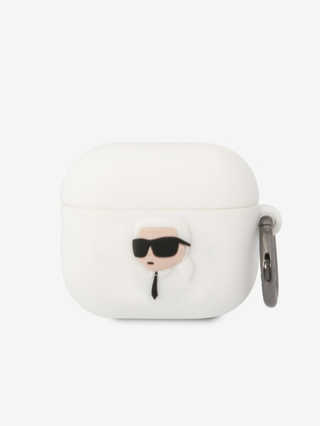Karl Lagerfeld Karl Lagerfeld 3D logotip NFT Karl Head Silikonsko ohišje za Airpods 3 belo