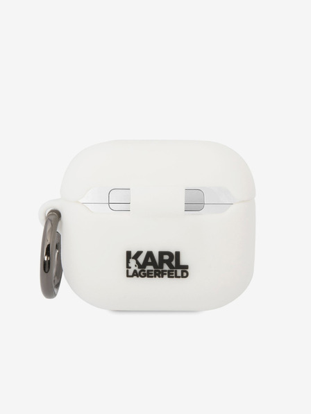 Karl Lagerfeld Karl Lagerfeld 3D logotip NFT Karl Head Silikonsko ohišje za Airpods 3 belo