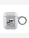 Karl Lagerfeld PU reliefni etui Karl in Choupette Heads za AirPods 1/2 Silver Karl Lagerfeld